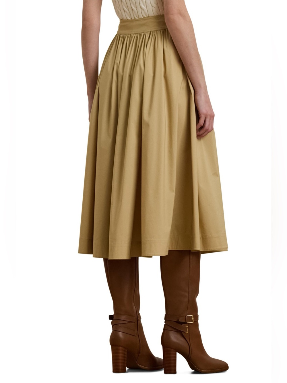 Lauren Ralph Lauren Button-Front Cotton Blend Midi Skirt - Picture 2 of 11